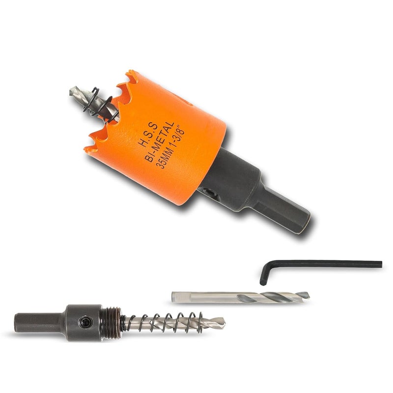 VIKITON 1-3/8 Inch Hole Saw with Arbor for Wood Metal Plastic, 1.375 in Bimetal Hole Cutter, Fast Chip Removal, Smooth Flat Drilling Edge - Image 1